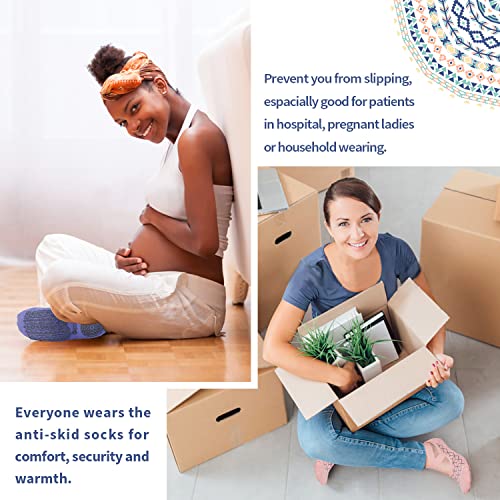 Ozaiic Pilates Socks for Women Non Slip Grip Yoga Barefoot Indoor Workout - color: 4 Pairs -Blue/Purple/Pink/Dark Gray