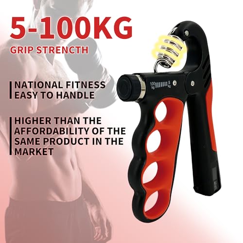 Senston Grip Strength Trainer 2 Pack - Adjustable 11-220Lbs (5-100KG) with Auto Counter, Hand Grip Strengthener, Forearm Exerciser for Athletes, Musicians, Gym, Home, Injury Rehab - color: Red