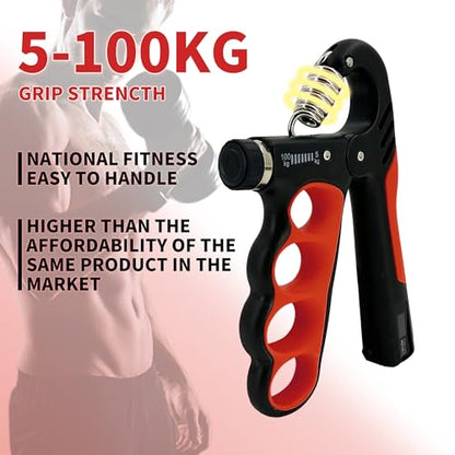 Senston Grip Strength Trainer 2 Pack - Adjustable 11-220Lbs (5-100KG) with Auto Counter, Hand Grip Strengthener, Forearm Exerciser for Athletes, Musicians, Gym, Home, Injury Rehab - color: Red