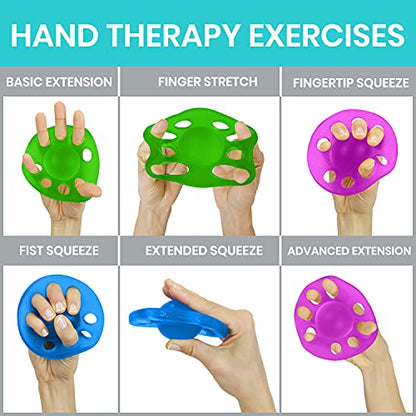 Vive Finger Exerciser Strengthener (3 Pack) - Hand Therapy Equipment for Grip Strength - Extensor Forearm Trainer Kit - Occupational Stretcher Balls for Fingers, Arthritis, Carpal Tunnel, Guitar