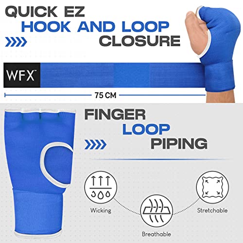 WFX Kids Junior Boxing Hand Wraps Inner Gloves Gel Padded Elasticated Padded Fist Under Gloves Pair Combat Sports for Young Fighters Gel Boxing Hand Wraps - color: Blue