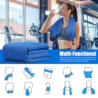 4 Pack Cooling Towels (40"x12"), Cooling Towels for Neck and Face, Gym Towel for Working Out, Soft Breathable Microfiber Ice Towel for Yoga Sport Running Golf