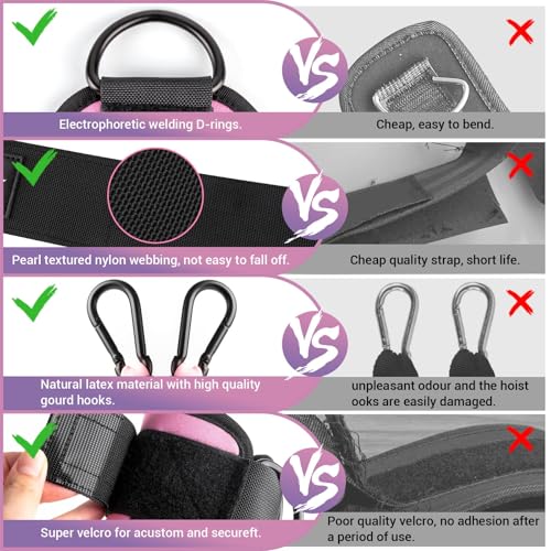 Ankle Resistance Bands with Cuffs, Leg Exercise Equipment with Poster - color: Pink