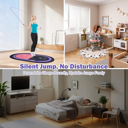 Jump Rope Mat, Large Format Non Slip Mat, Home Workout Exercise Mat, Floor Protect Durable, 63x39x0.31 Inch, Bonus Skipping Rope - color: Purple