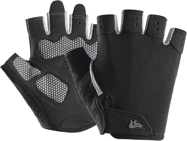 Half-Finger Workout Gloves Unisex - Anti Slip Exercise Gloves Gym Training - color: Black, size: Large