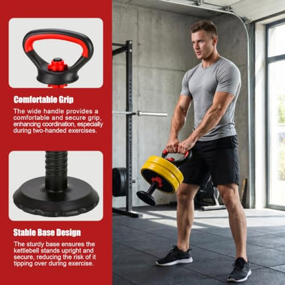 YARNOW Adjustable Kettlebell Handle with Stable Base, Kettle Bell Grip for Dumbbells, Converter for Strength Training Home Gym Weights Set, Ergonomic Gear