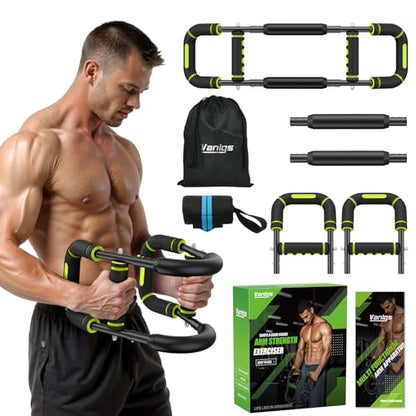 Twister Arm Trainer for Men, Chest Workout Equipment 5-Level Adjustable (40-130lb) with Ergonomic 27° Targets Biceps/Clip/Thigh, Portable Exerciser for Home Gym Travel FitnessFather's Day Gift