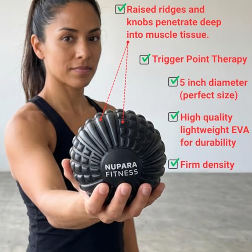 Massage Ball - Myofascial Release Ball for Recovery in Muscles, Shoulder, and Back. Trigger Point Massage and Pressure Point Therapy. (5-inch) - color: Black