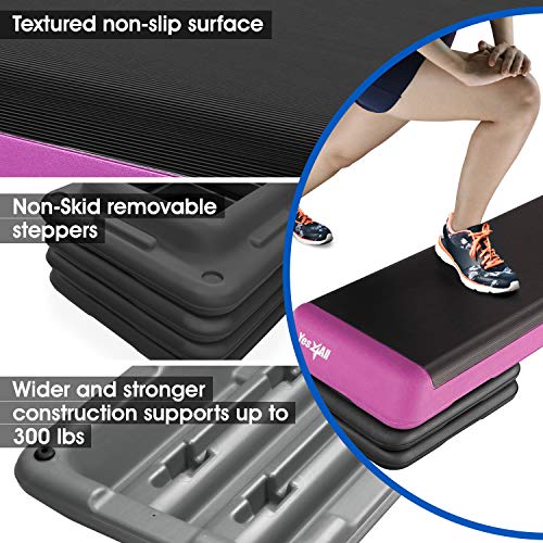 Yes4All 18.9" Aerobic Exercise Step Platform with 2 Risers, Adjustable Height Workout Stepper 3" 6" for Home Gym