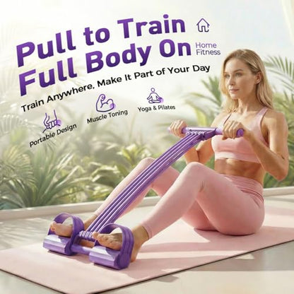 Pedal Resistance Band with Handle, Adjustable 8-Tube Elastic Pull Rope, Assistant Exerciser for Home, Yoga & Slimming, Portable Pedal Puller for Arm, Waist & Leg