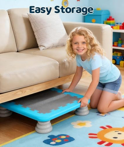 Mini Trampoline for Kids, 25 Inch Square Bouncy Board for Kids, Sensory Trampoline for Autism Kids Indoor with Non Slip Base, Max Load 330 lbs, for Kids Ages 3-12 Boys Girls
