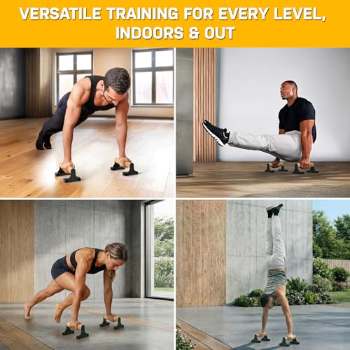 Parallettes Push Up Bar with Ergonomic Wooden Handles - Calisthenics Equipment - Non-slip Parallel Bars for Strength Training and Calisthenics - Pushup Handles Parallettes Bars - size: 9 IN