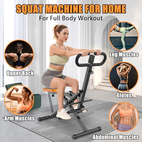 Squat Machine,Exercise Machine for Home,Foldable Ride Rowing for Botty Glutes Butt Thighs,Ab Back Leg Press Home Workout