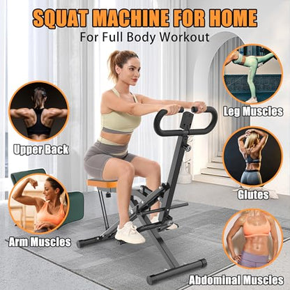 Squat Machine,Exercise Machine for Home,Foldable Ride Rowing for Botty Glutes Butt Thighs,Ab Back Leg Press Home Workout