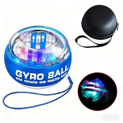 Auto-Start Wrist Power Gyro Ball with LED Lights, Wrist Strengthener and Forearm Exerciser for Stronger Arm Fingers and Muscle - color: Colourful Light-Blue