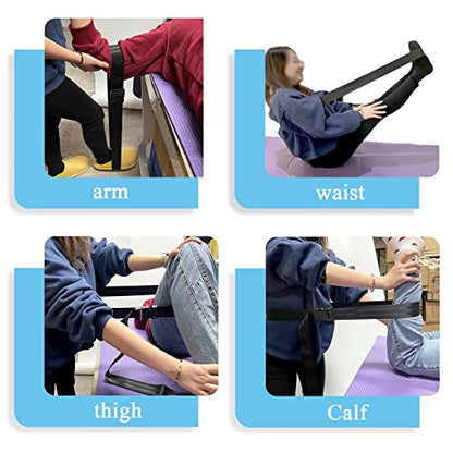 NICHOY Extremity Mobilization Belt,Manual Traction Mobility Strap,Adjustable Fun Gait Belts for Stretching Leg Shoulder Exercise,One -Handed Length Adjustment(Color:A)