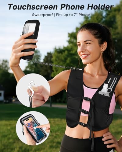 Running Vest for Women Men, Lightweight Hydration Vest with 500ML Soft Flask & Phone Holder, Reflective Running Backpack, Adjustable Run Pack Water Bottle, Runner Marathon Essentials
