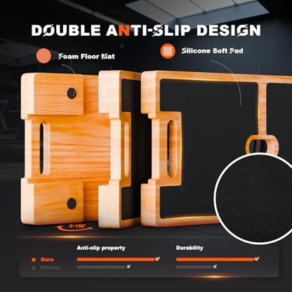 Wooden Fitness Board,180° foldable,resistance band board with honeycomb anti-slip design,natural pine exercise step platform for Band Training, Stretching, and Full-Body Home Gym