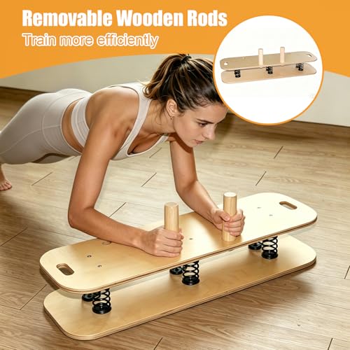 Wooden Balance Board – 400 lbs Capacity 360° Dynamic Spring Rebound Wobble Board Exercise Equipment Balance Trainer for Adults Kids Core Strengthening Standing Desk Physical Therapy Surf Training Home Workout - size: rectangle