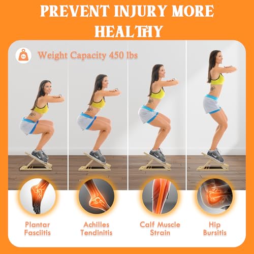 MUCITAGF Professional Wooden Portable Slant Board, Calf Stretch Board