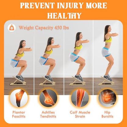 MUCITAGF Professional Wooden Portable Slant Board, Calf Stretch Board