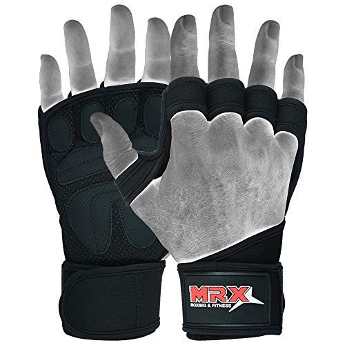 MRX BOXING & FITNESS Workout Gloves for Men and Women Ventilated Weight Lifting Gloves with Wrist Wraps Sticky Palm Protection with Extra Grip Gym Gloves for Exercise Pull Ups, Cross Training