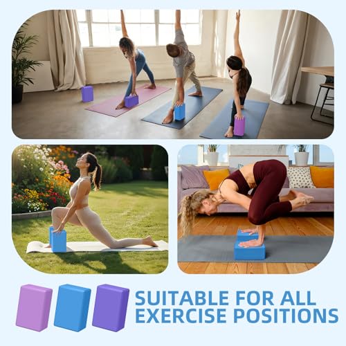 Large Foam Yoga Block 1 Pack, 9x6x4 Sturdy Pilates Block, Workout Block, Non Slip Surface Yoga Brick for Pilates Meditation, Stretching and Toning - color: BLUE