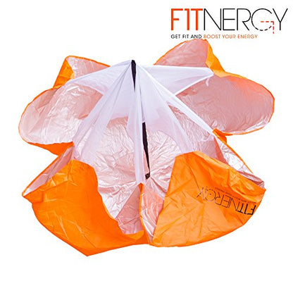 Running Resistance Parachute Durable 56" Orange Speed Sprint Training Chute - Free Carrying Bag - Maximize & Explosive Acceleration Soccer Football Agility Ladder Speed