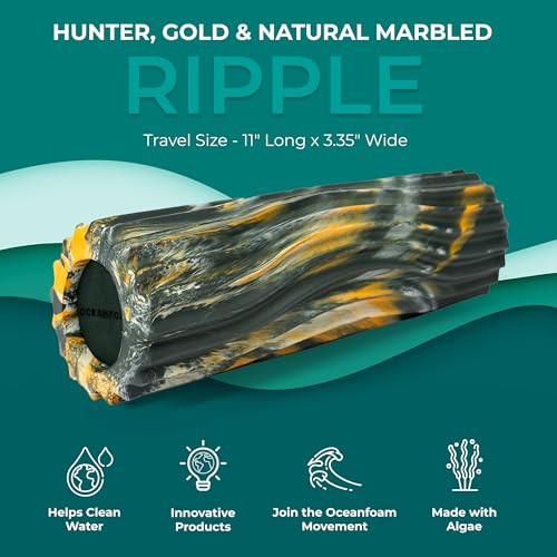 Oceanfoam Ripple Roller, Small Foam Roller (Hunter, Gold & Natural Marbled) - color: Hunter, Gold & Natural Marbled