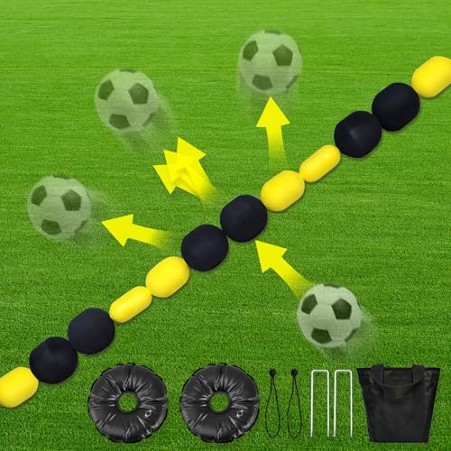 9-13 FT Single Line Goalkeeper Ball Deflector, Soccer Goalkeeper Training Equipment, Multiple Different Refraction Angles, Enhanced Reaction Time & Ball Control