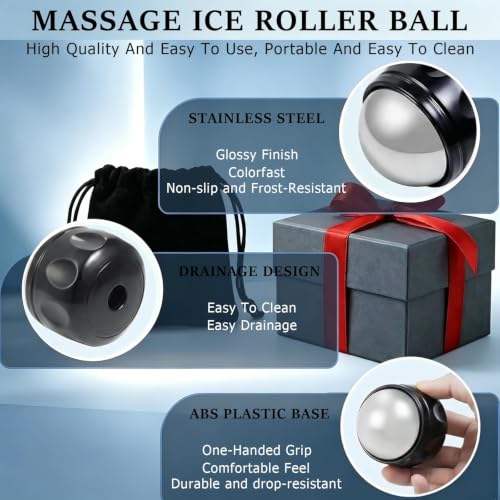 Massage Ice Roller Ball Cold & Heat Therapy Tight and Sore Muscles Relief - color: Black-01