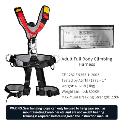 NewDoar Climbing Harness CE Certification Rock Climbing Rappelling Equipment Body Guard Protect Rappelling Rescuing Equip - color: Adult Upgrade Full Body