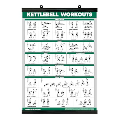 Palace Learning QUICKFIT Kettlebell Workout Exercise Poster | Illustrated Guide | Kettle Bell Routine (Laminated with Plastic Frame, 18" x 24") - color: WITH PLASTIC FRAME
