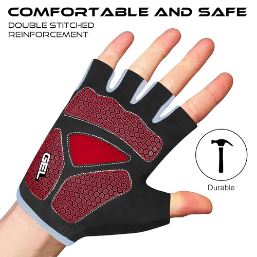 Half Finger Cycling Gloves for Men Women, Gel Padded Anti-Slip Shock Absorbing Weight Lifting Gym Gloves Cycle Mountain Bike Gloves for MTB, Biking, Hiking
