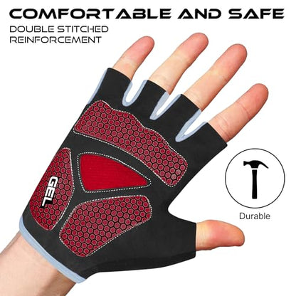 Half Finger Cycling Gloves for Men Women, Gel Padded Anti-Slip Shock Absorbing Weight Lifting Gym Gloves Cycle Mountain Bike Gloves for MTB, Biking, Hiking