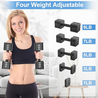 Hezeyferg 18LBS 22LBS Adjustable Dumbbells Set, Hand Weights Sets with Mutilple Levels, Adjustable Weight Dumbbells for Women/Men Home Gym Full Body Workout - color: Ink 9LB Each ( 18LB Pair )