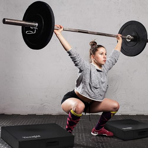 Yes4All Silencer Drop Pads/Weightlifting Drop Pads with PVC Cover & Easy Carry Handles – Sold in PairsVariation Theme - color: A. Black/White - 6in