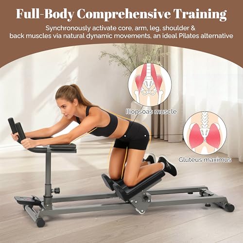 Exercise Crawler Machine, Spine Twist and Stretch Trainer, Full Body Cardio Machine, Builds Core Strength, Home Gym Equipment with Adjustable Hand Grips & Knee Support