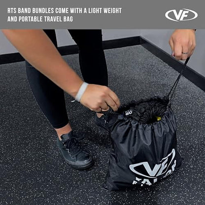 Valor Fitness Resistance Bands - 5lb to 25lbs - Carabiners Attached & 2 Bands per Weight Option with Handles– Sheath Covered - Strength Training New Compact 39" Design - Wall Door Rack Mount Options - color: Black -RTS-WALLattb