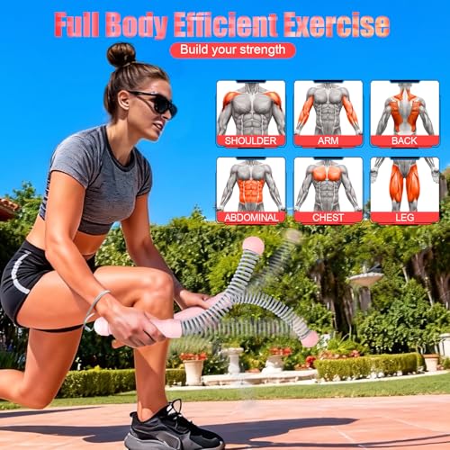 Upgrade Weighted Ropeless Battle Ropes, 2PCS Cordless Battle Rope for Home Gym, HIIT, Strength, Quiet Portable Training Rope, Workout Ropes Versatile Fitness Equipment for Men Women (Pink)