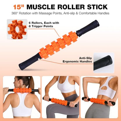 RedSwing 5-in-1 Foam Roller Set - High Density Deep Tissue Massage Roller with Ball, Band & Bag for Full Body Muscle Recovery and Pain Relief
