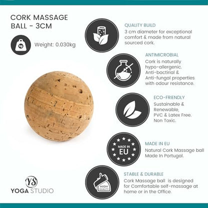 Yoga Studio Unbranded Cork Massage Balls Four Pack, Trigger Point Therapy Ball, Cork Ball Roller for Muscle Tension, Deep Tissue Relief Set of 4 (3cm)