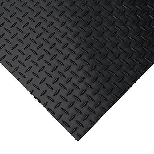 Rubber-Cal Diamond-Plate Rubber Flooring Roll - 3 mm x 4 ft x 2 ft Roll - Black