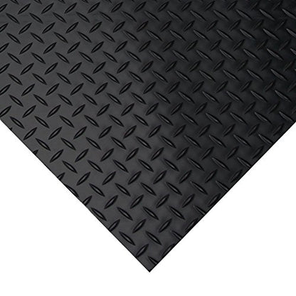 Rubber-Cal Diamond-Plate Rubber Flooring Roll - 3 mm x 4 ft x 2 ft Roll - Black