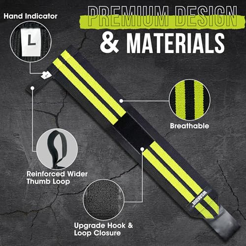 WSAKOUE Weightlifting Wrist Wraps - 18" Professional Wrist Support with Heavy-Duty Thumb Loop for Powerlifting, Bench Press & Strength Training- Adjustable Gym Wrist Straps for Men & Women - color: Green