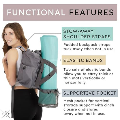 Yoga Mat Bag 4-in-1 Backpack, Tote Bag, Cross Body, Shoulder Bag – Water-Resistant, Durable, with Pockets, fits Thick & XL Mats – Carrier for Women & Men Ideal for Gym, Pilates, and Travel