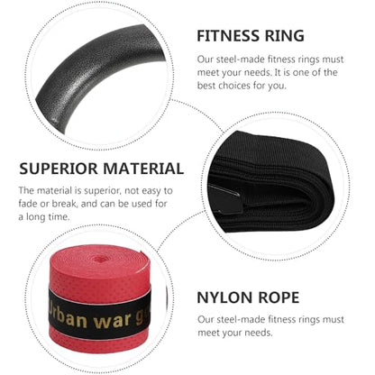 Small Adjustable Gymnastic Rings with Nylon Straps, Portable Home Fitness Workout Rings for Body Training and Suspension Exercises Random Color