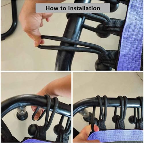 16PCS Mini Trampoline Bungee Cord Replacement 7 Inch Fitness Trampoline Ball Bungee Cords, with Spanning Tool