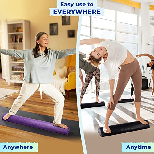 Yes4All High-Density EPP Half Round Back Roller Foam, Exercise Foam Roller for Yoga, Pilates & Stretching - 12, 18, 24, 36 inch - color: Black, style: 18 inch