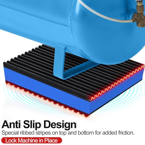 8 Pack Anti Vibration Pads for Washing Machine 6"x6"x7/8", Sound Isolation Vibrating Pad Ribbed Rubber Damping Mat EVA Center for Air Compressors, Conditioner, Treadmill, HVAC Washer Dryer